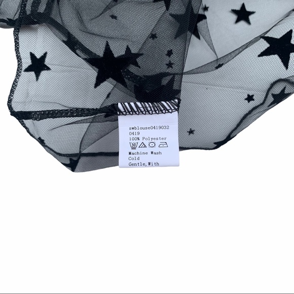 Shein Star Pattern Sheer Mesh Crop Top - Picture 5 of 5